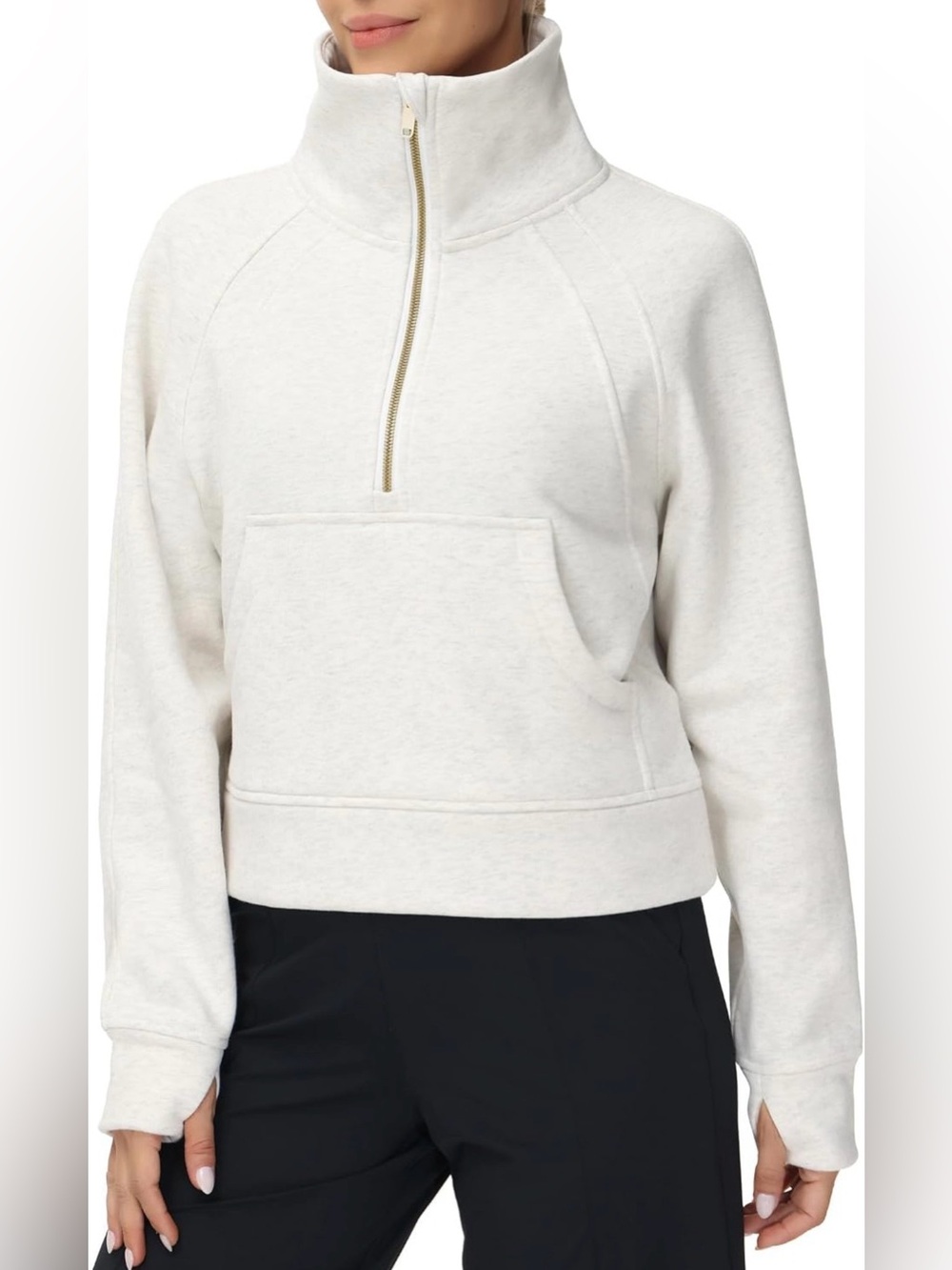 Heather Grey Funnel Neck Half Zip Pullover Sweatshirt